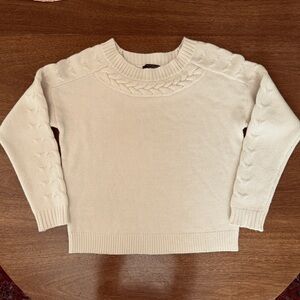 Ann Taylor w Cashmere | Cream Cable Knit Sweater | Women's M